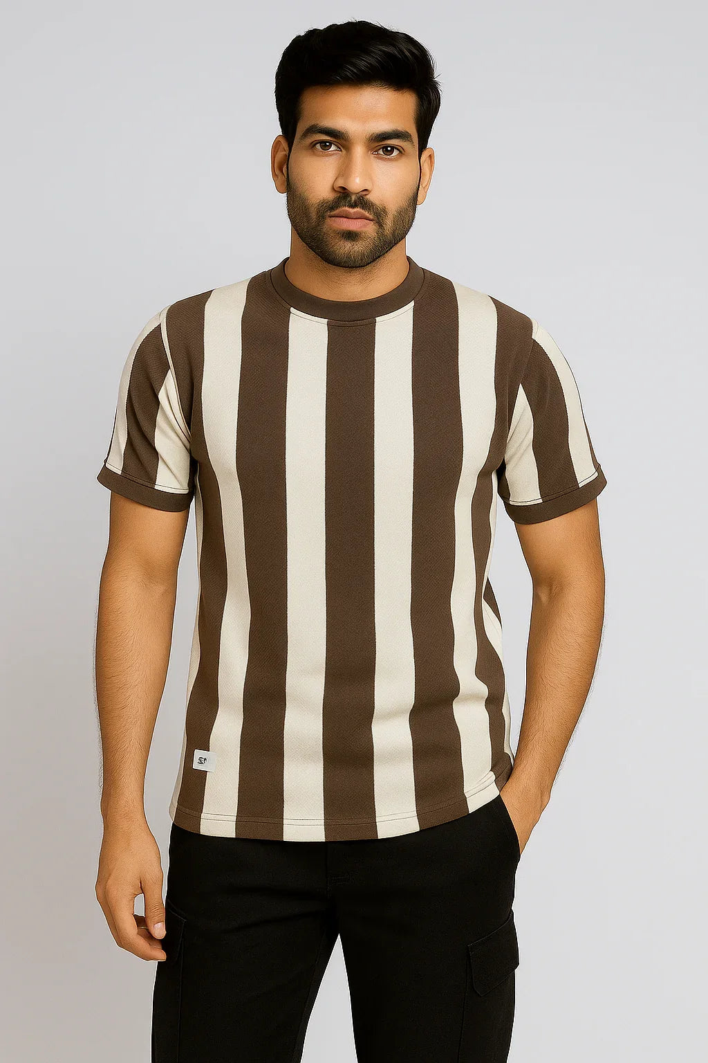 Men's Vertical Stripe Knit Tee - Luvani Trends & Lifestyle