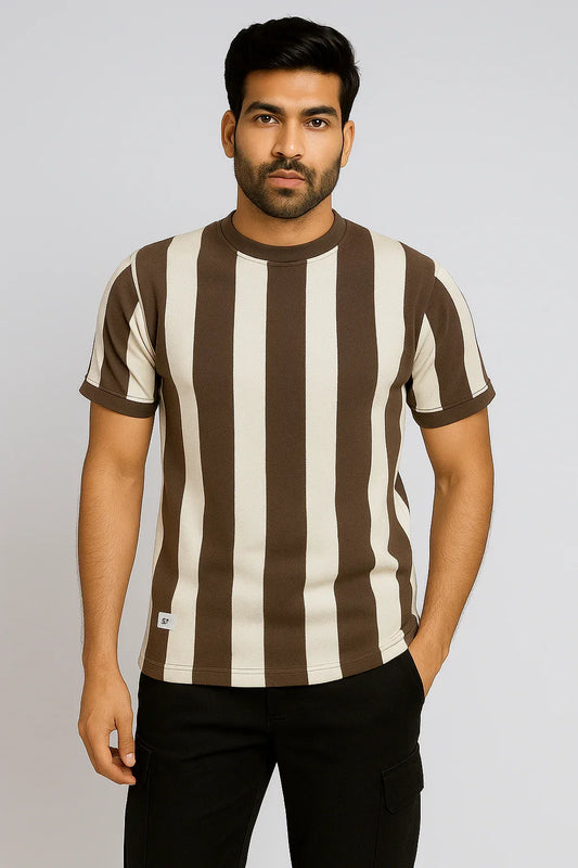 Men's Vertical Stripe Knit Tee - Luvani Trends & Lifestyle