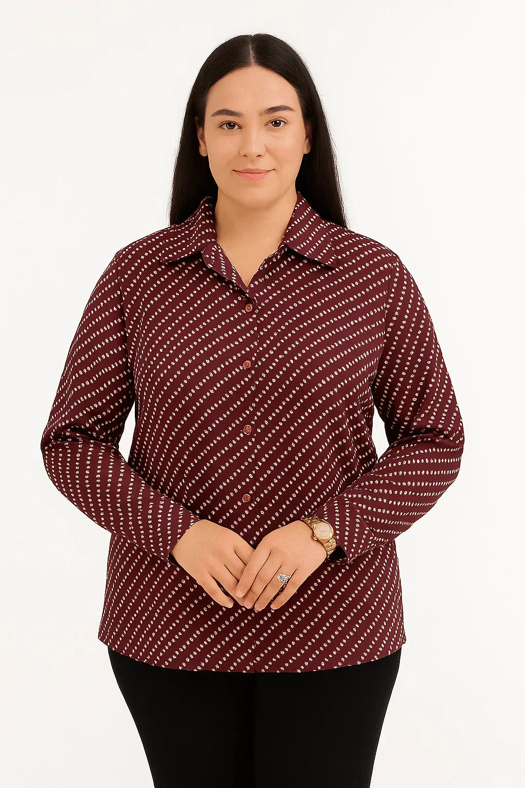 Women's Maroon Printed Full Sleeve Shirt - Luvani Trends & Lifestyle