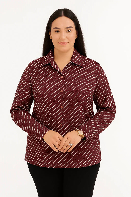 Women's Maroon Printed Full Sleeve Shirt - Luvani Trends & Lifestyle