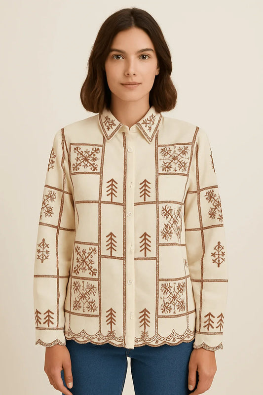 Elegant Hand-Embroidered Organza Shirts – Maroon & Cream Editions - Luvani Trends & Lifestyle