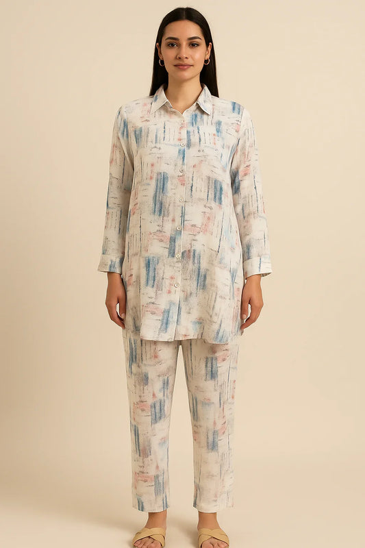Pastel Brushstroke Print Co-ord Set - Luvani Trends & Lifestyle