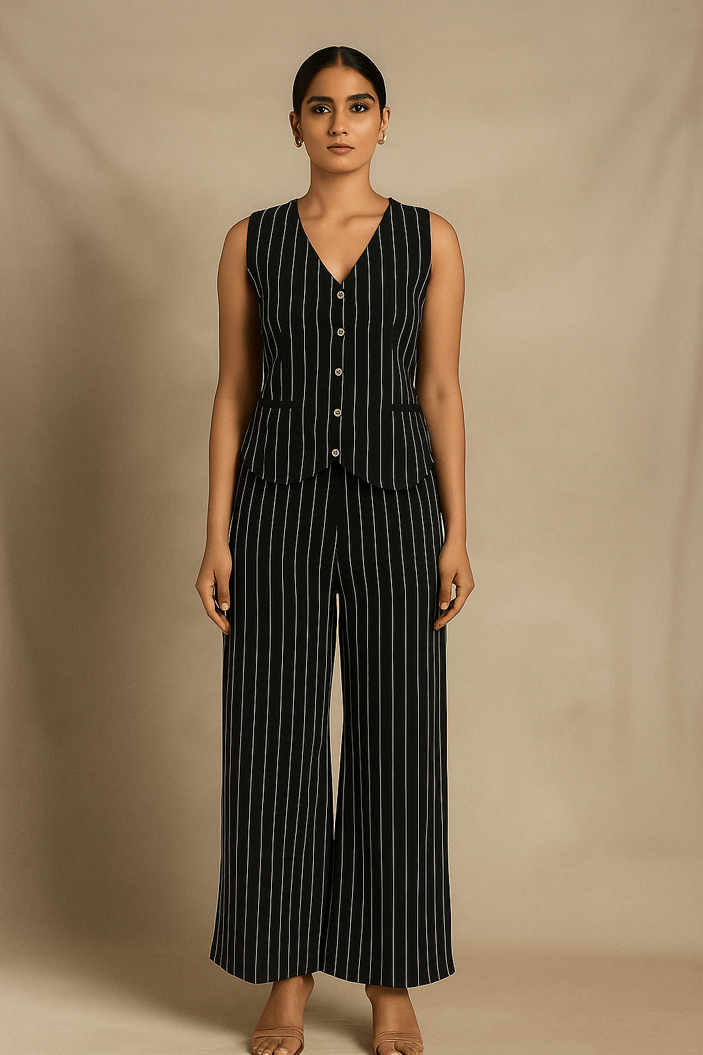 Pinstripe Sleeveless Co-ord Set