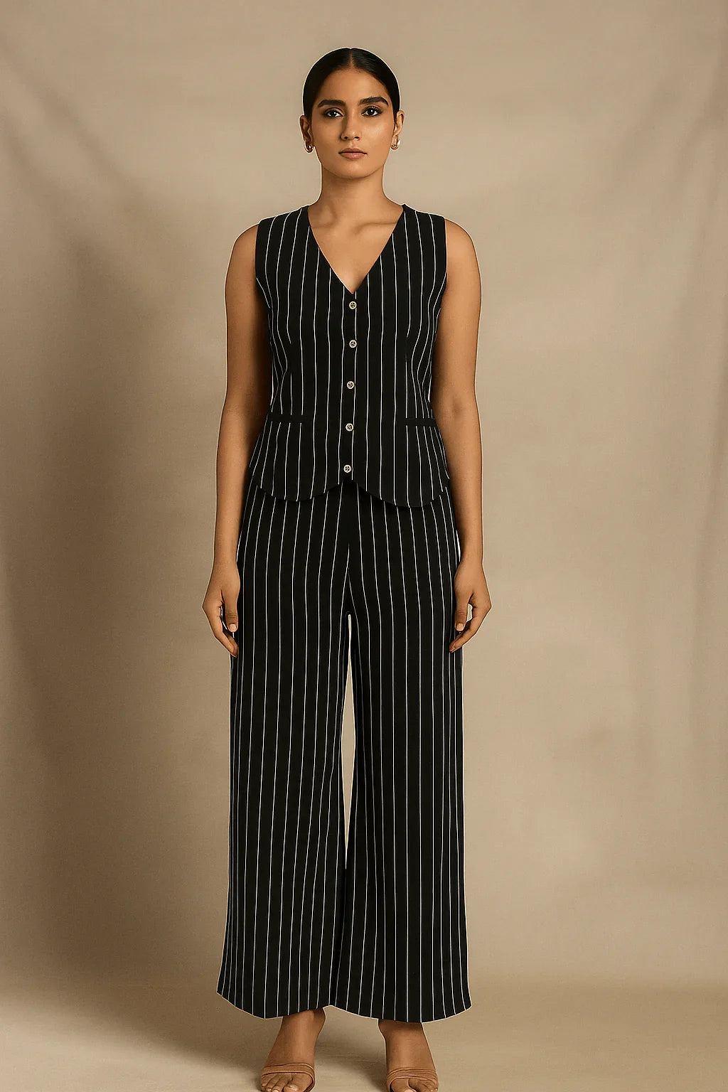Pinstripe Sleeveless Co-ord Set - Luvani Trends & Lifestyle