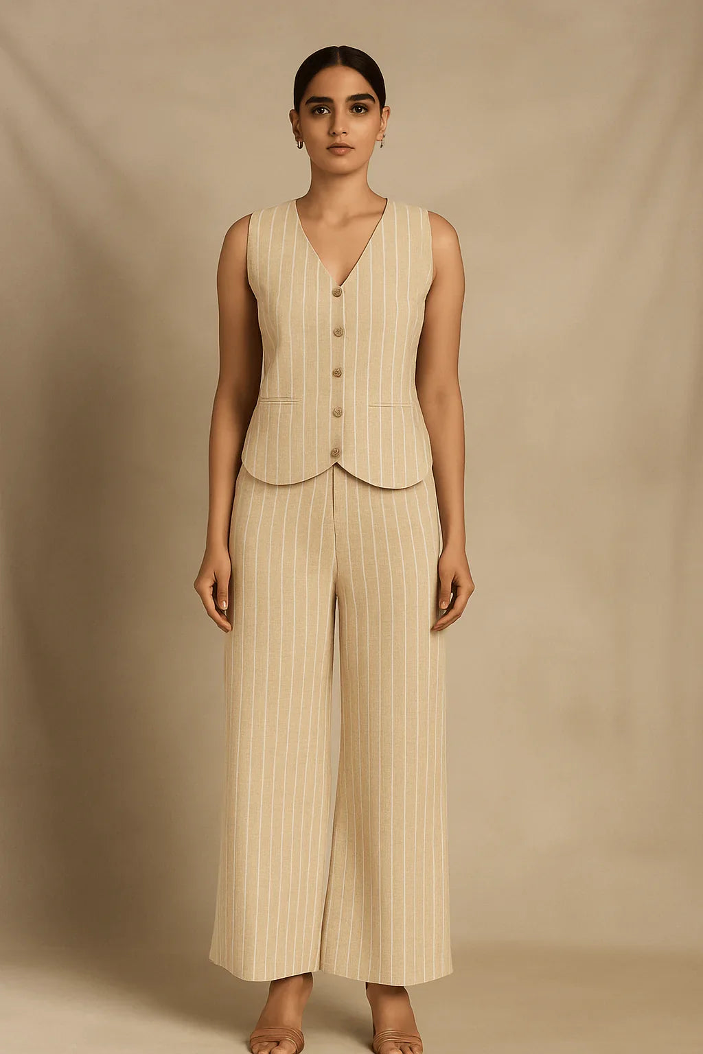 Pinstripe Sleeveless Co-ord Set - Luvani Trends & Lifestyle