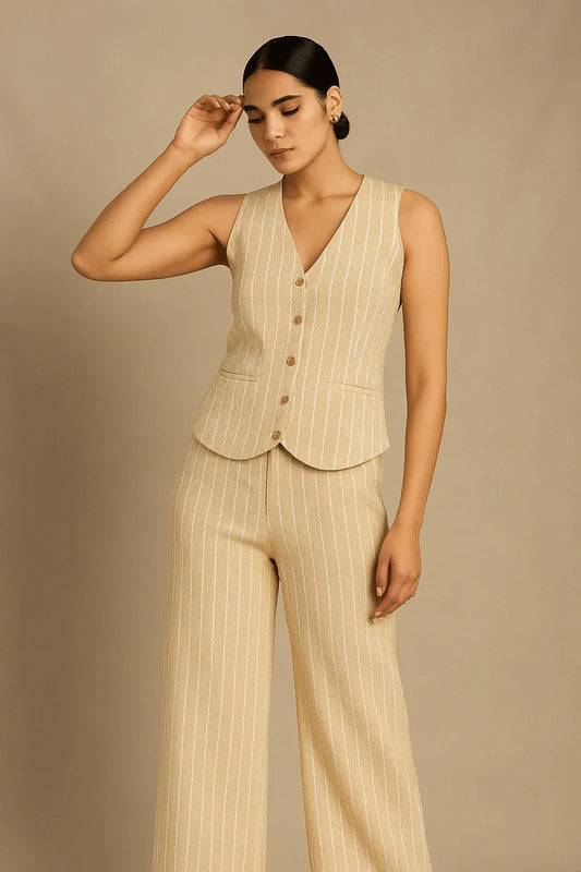 Pinstripe Sleeveless Co-ord Set - Luvani Trends & Lifestyle