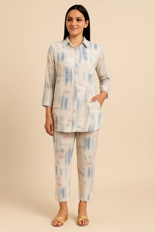 Pastel Brushstroke Print Co-ord Set - Luvani Trends & Lifestyle