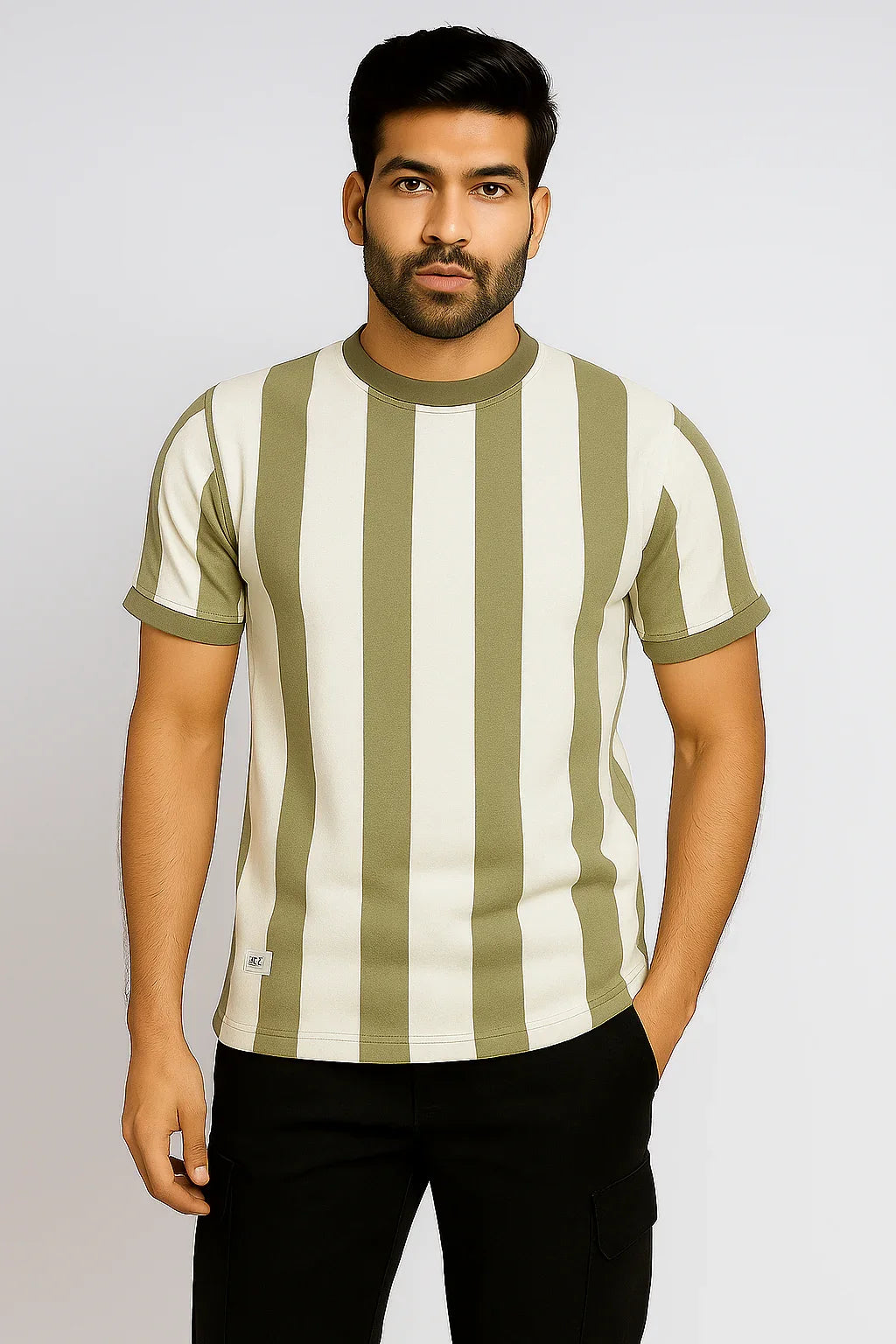 Men's Vertical Stripe Knit Tee - Luvani Trends & Lifestyle
