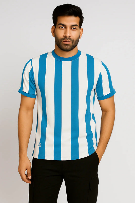Men's Vertical Stripe Knit Tee - Luvani Trends & Lifestyle