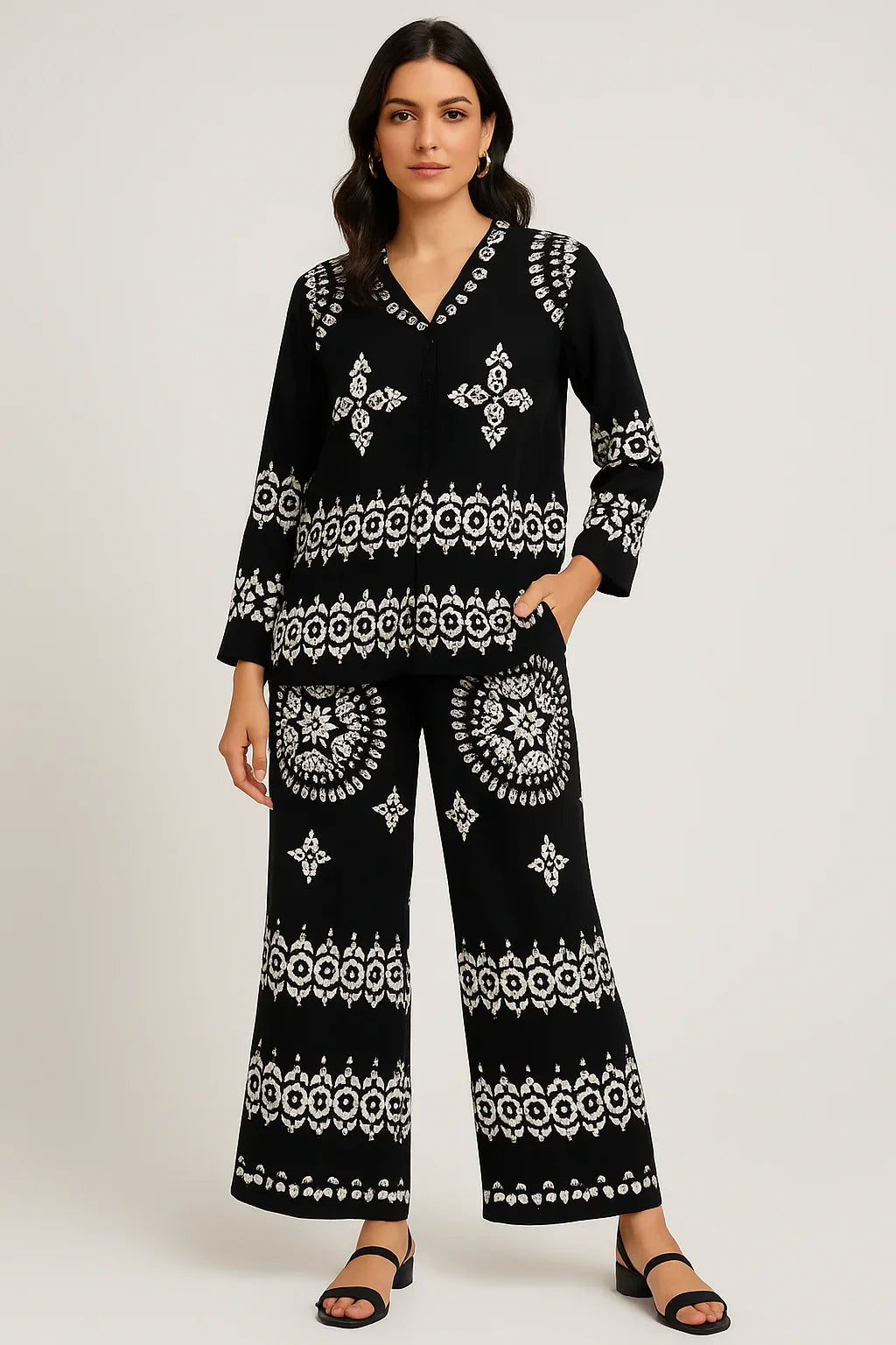 Midnight Mandala Black & White Co-ord Set - Luvani Trends & Lifestyle