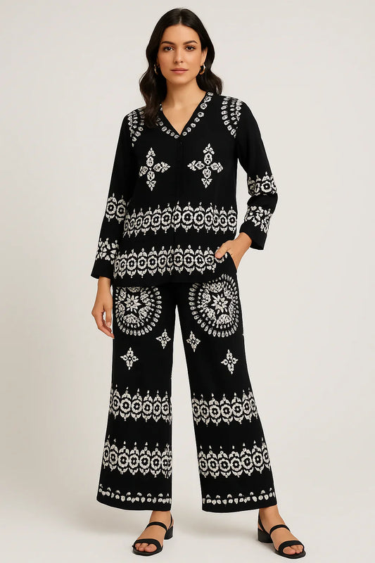 Midnight Mandala Black & White Co-ord Set - Luvani Trends & Lifestyle
