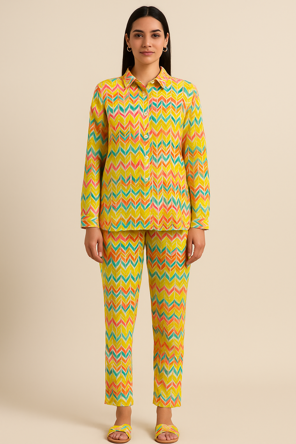 Sunshine Vibes Multicolor Zig-Zag Co-ord Set
