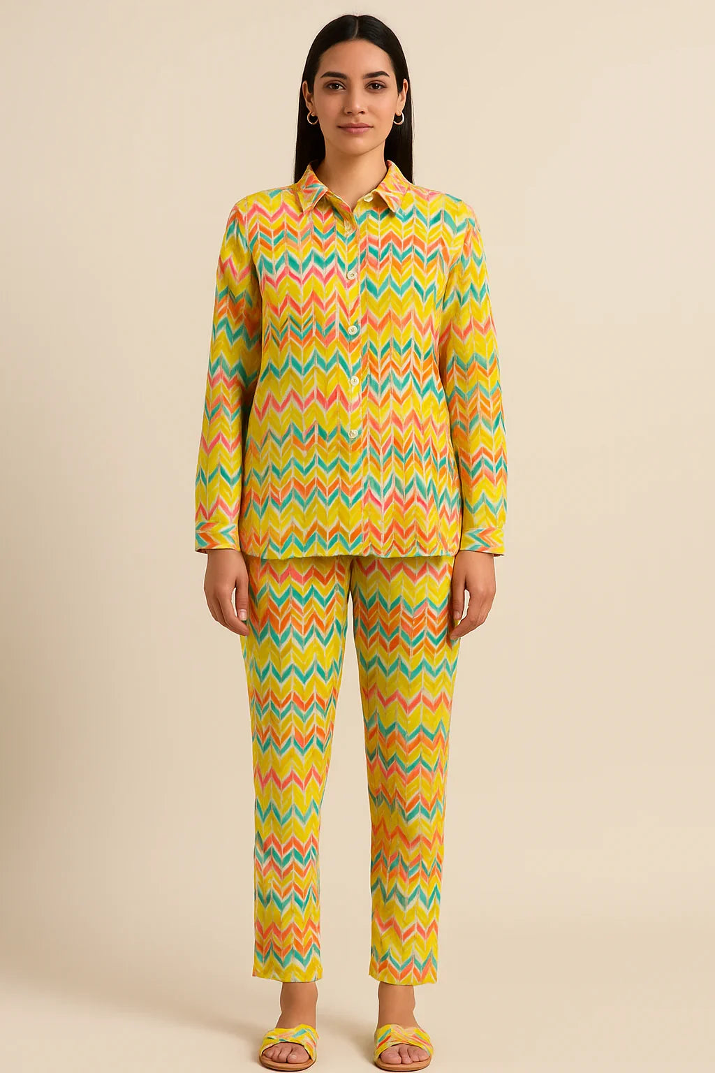 Sunshine Vibes Multicolor Zig-Zag Co-ord Set - Luvani Trends & Lifestyle
