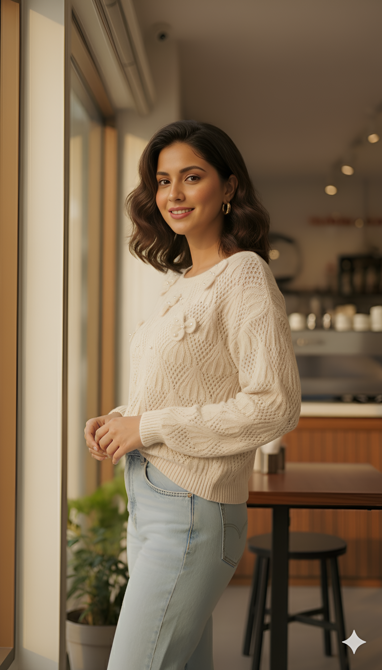 Dainty Blooms Textured Knit Sweater