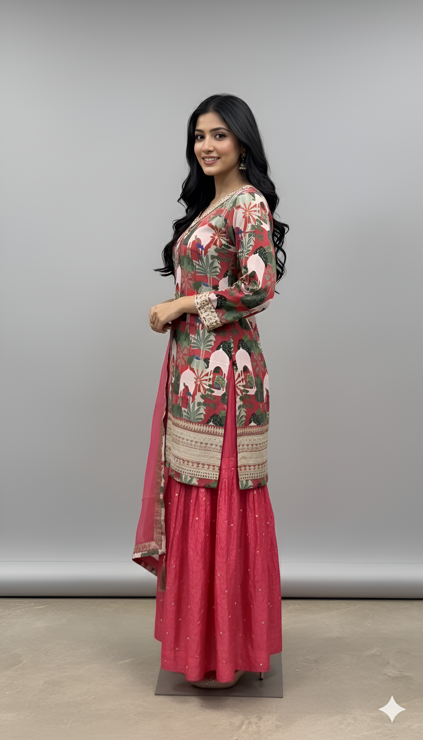 Designer Pink Silk Suit with Digital Printed Dupatta