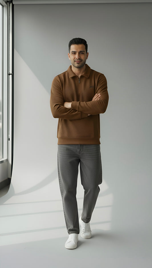 Classic Black Half-Zip Sweatshirt for Men