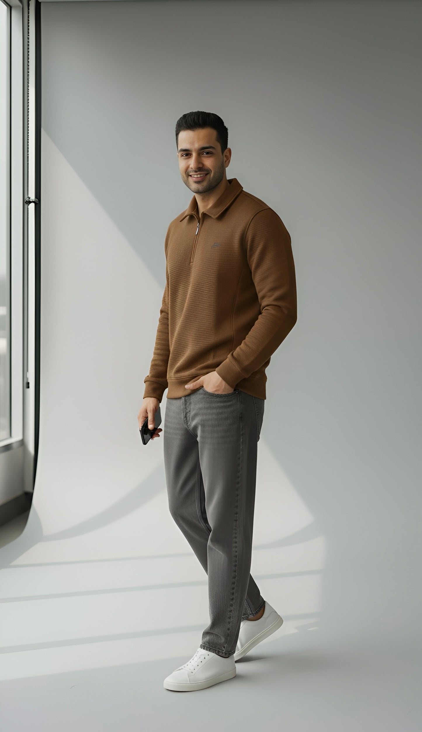 Classic Black Half-Zip Sweatshirt for Men