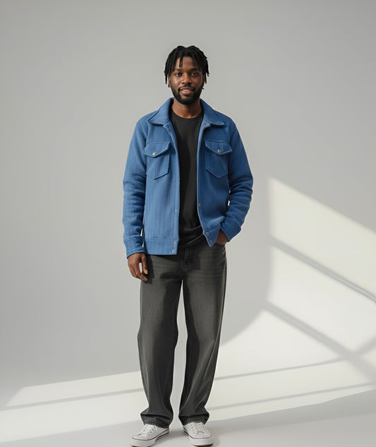 Men’s Blue Corduroy Overshirt Shacket