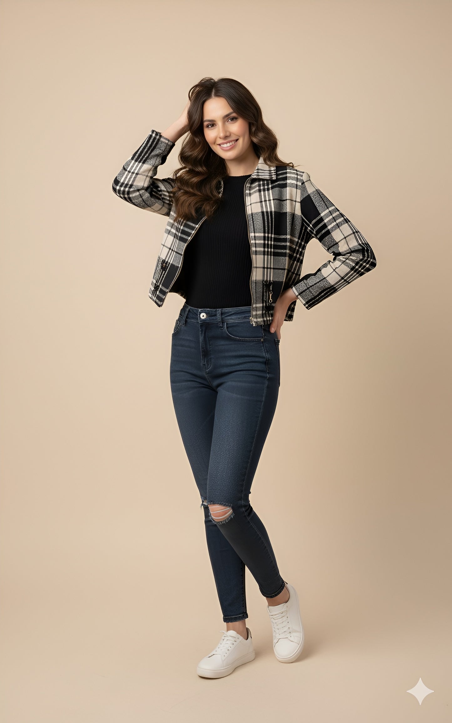 Black & White Plaid Light Shacket