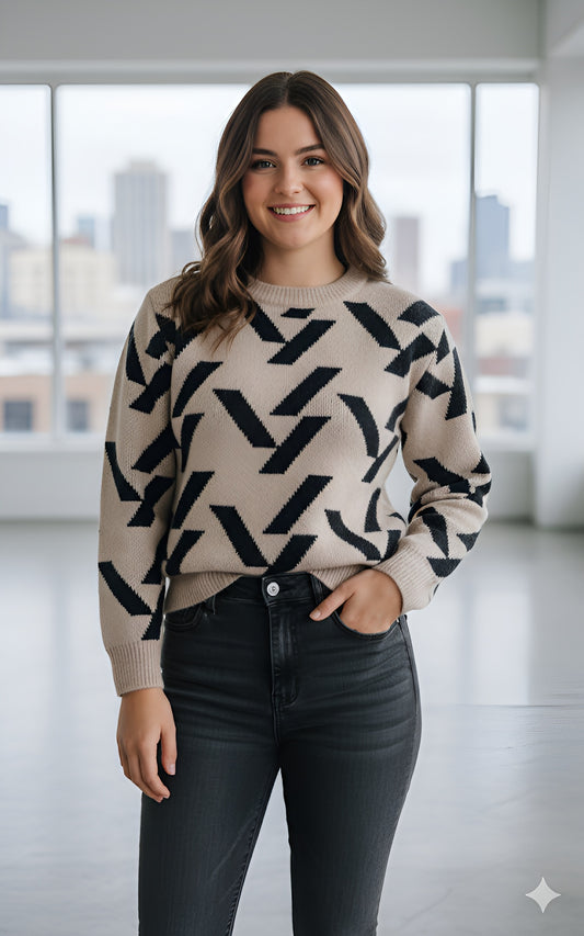 The Zig-Zag Geo Knit Pullover