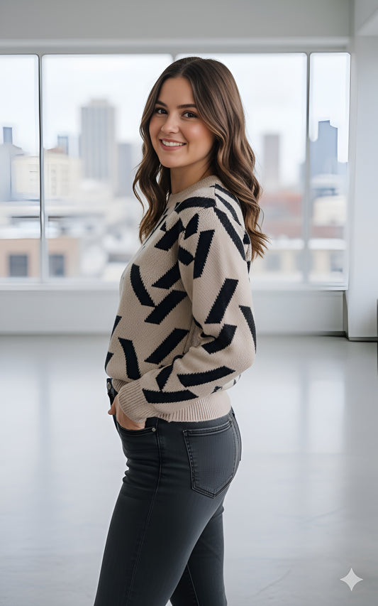 The Zig-Zag Geo Knit Pullover