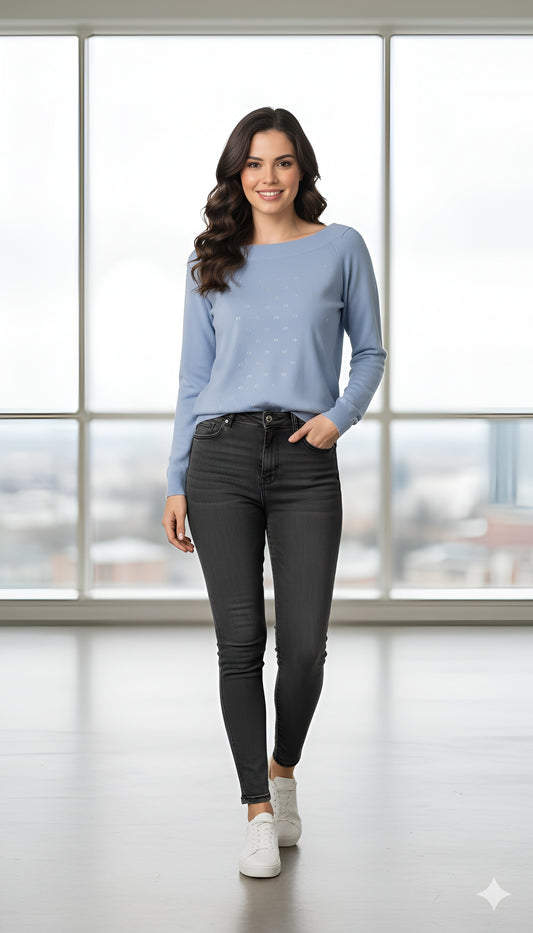 The Stardust Knit Boat-Neck Top