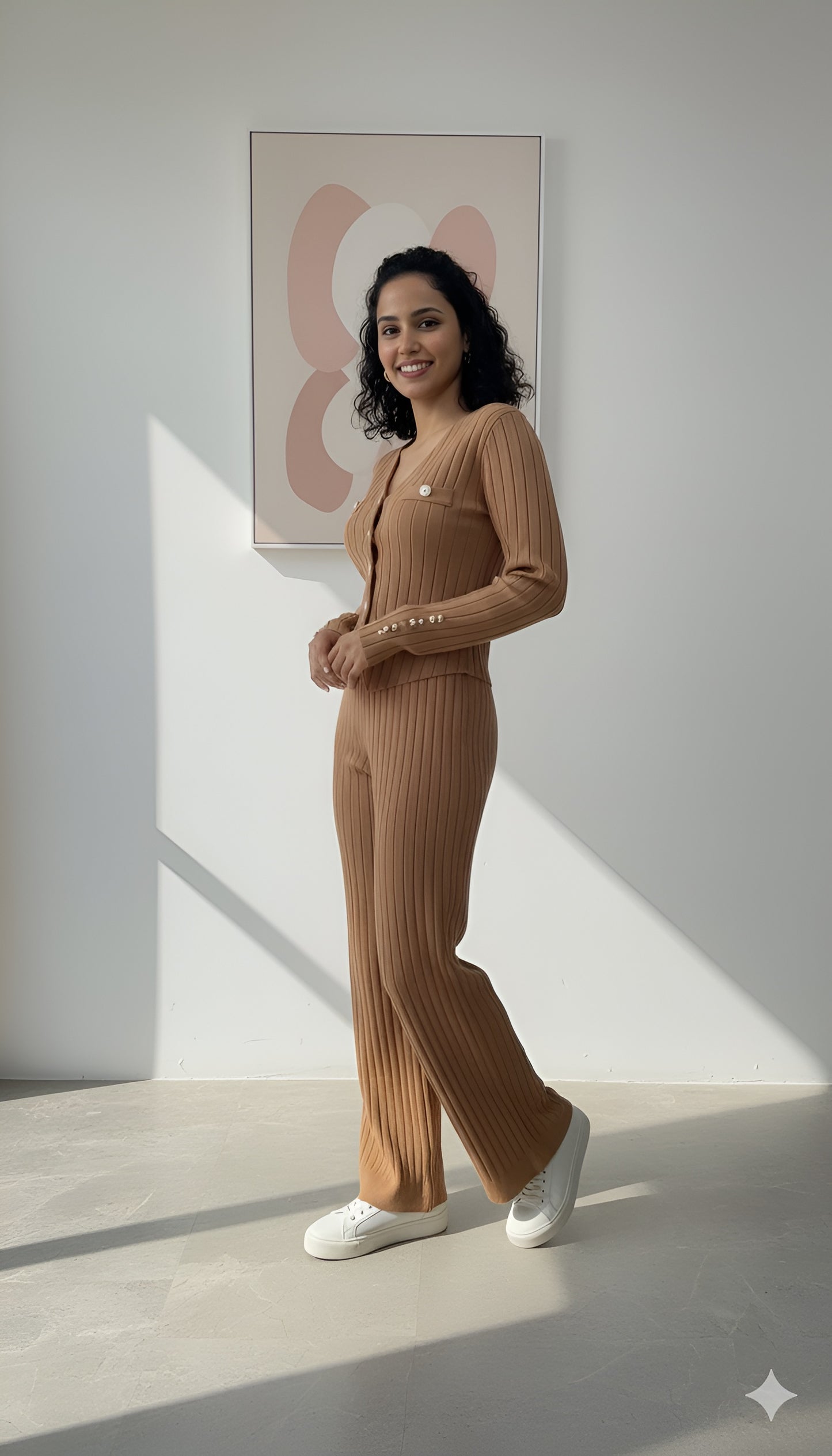 Caramel Ribbed Knit Co-ord Set