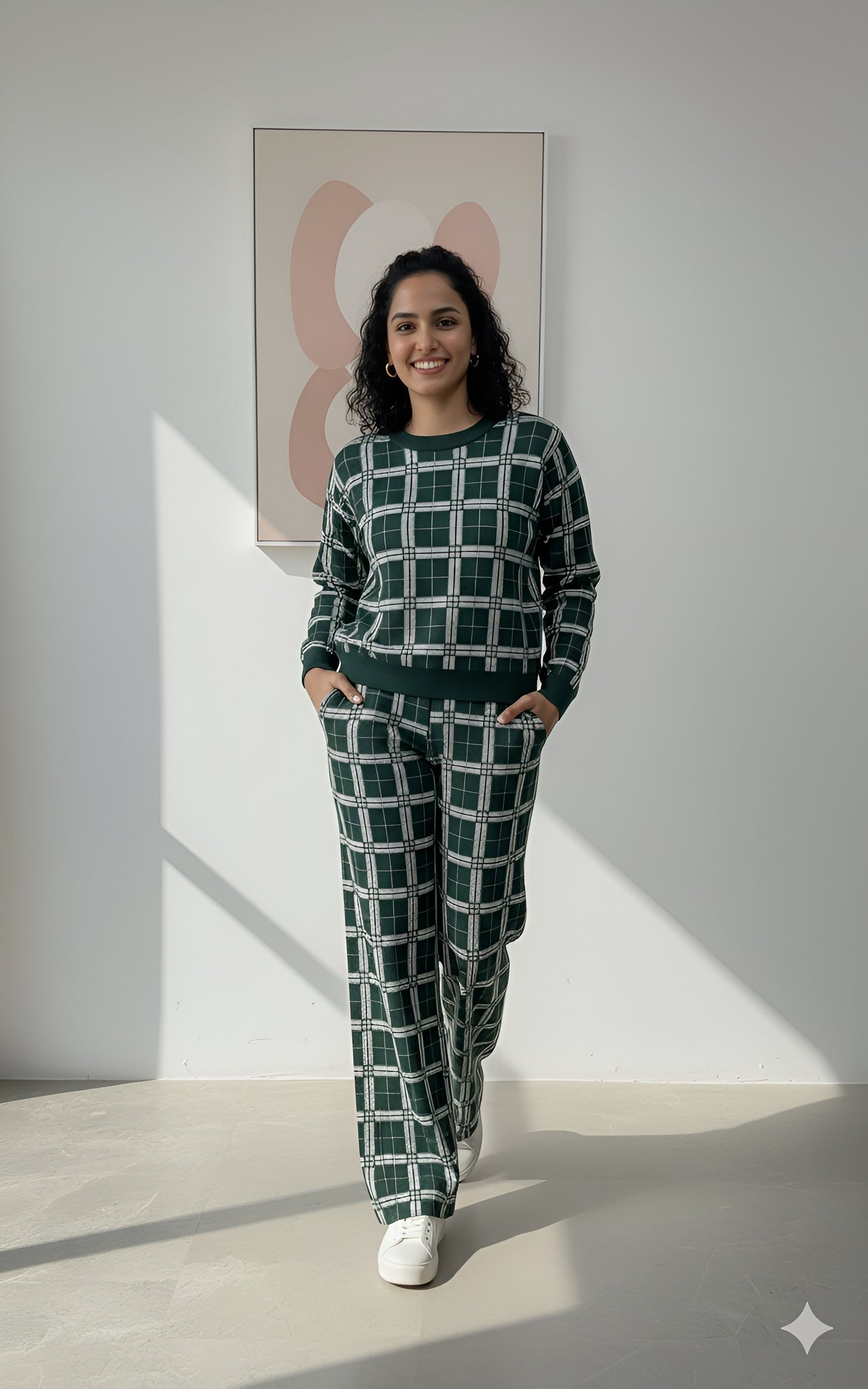 Emerald Checkered Lounge Co-ord Set