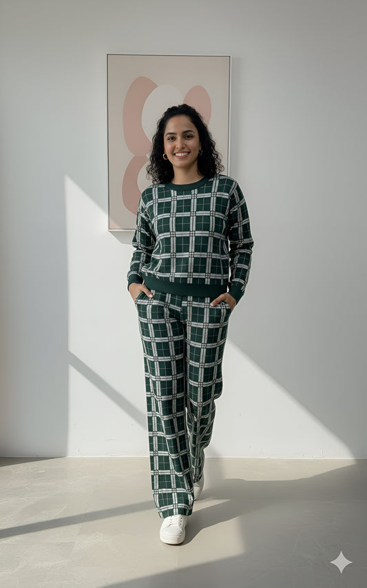 Emerald Checkered Lounge Co-ord Set