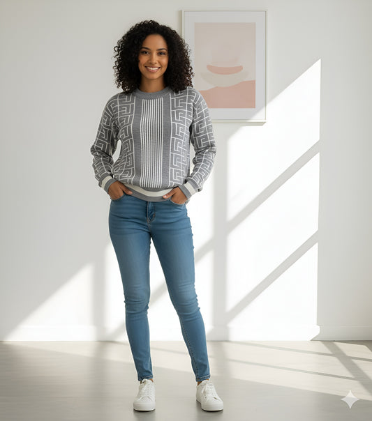 Geometric Pattern Knit Sweater