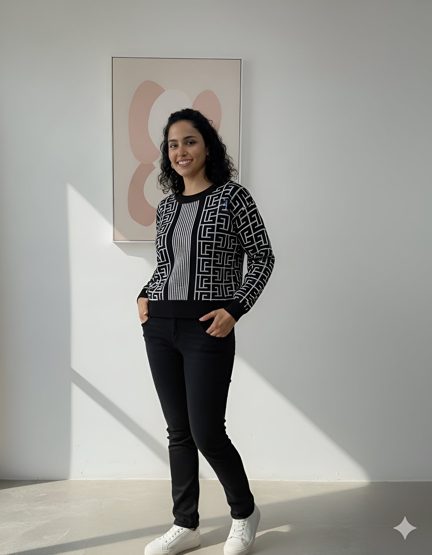 Geometric Pattern Knit Sweater