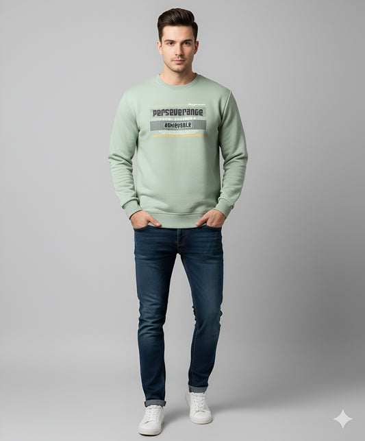 Men’s Mint Green Graphic Sweatshirt – Premium Winter Wear