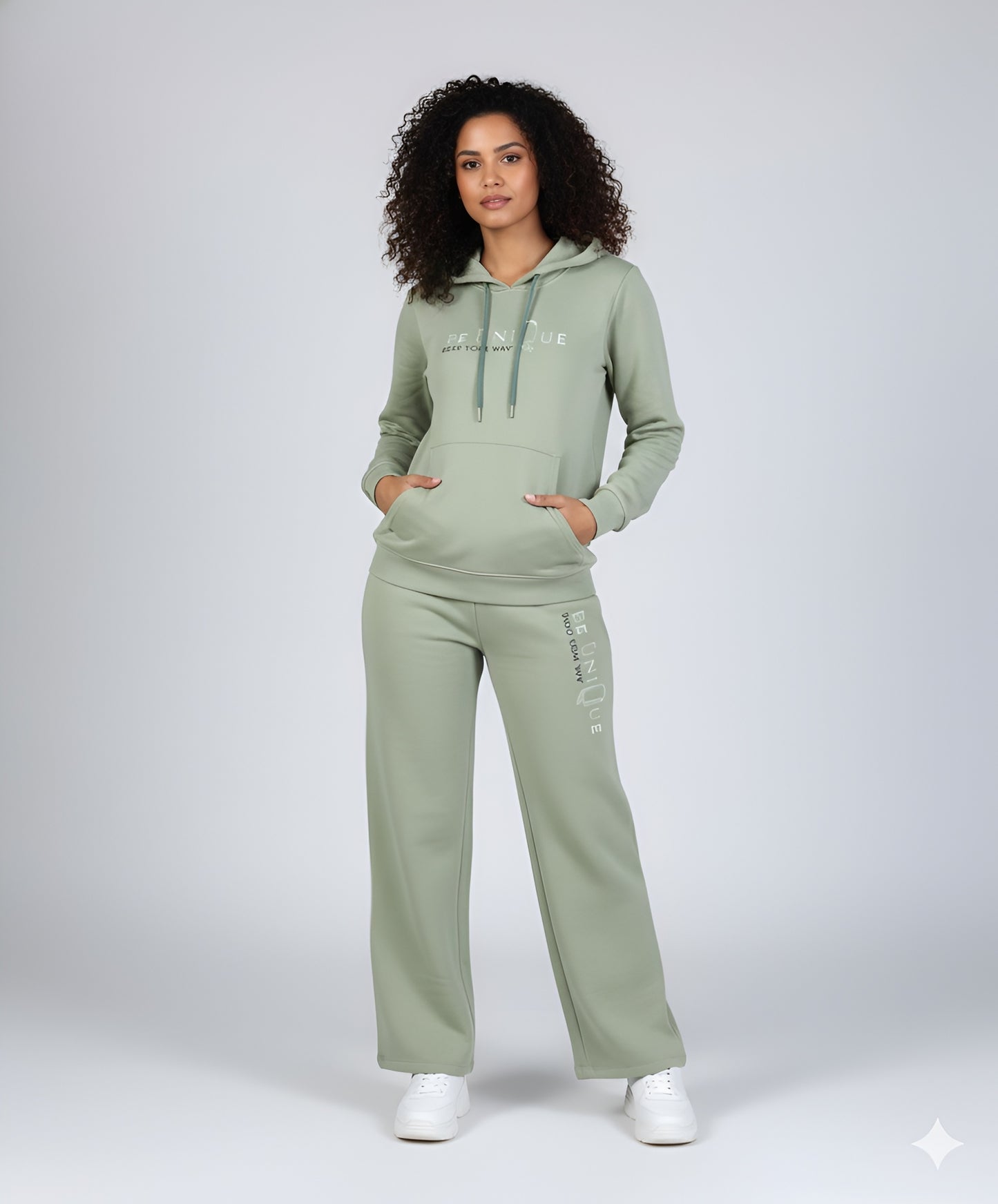 Sage Green Statement Wide-Leg Tracksuit