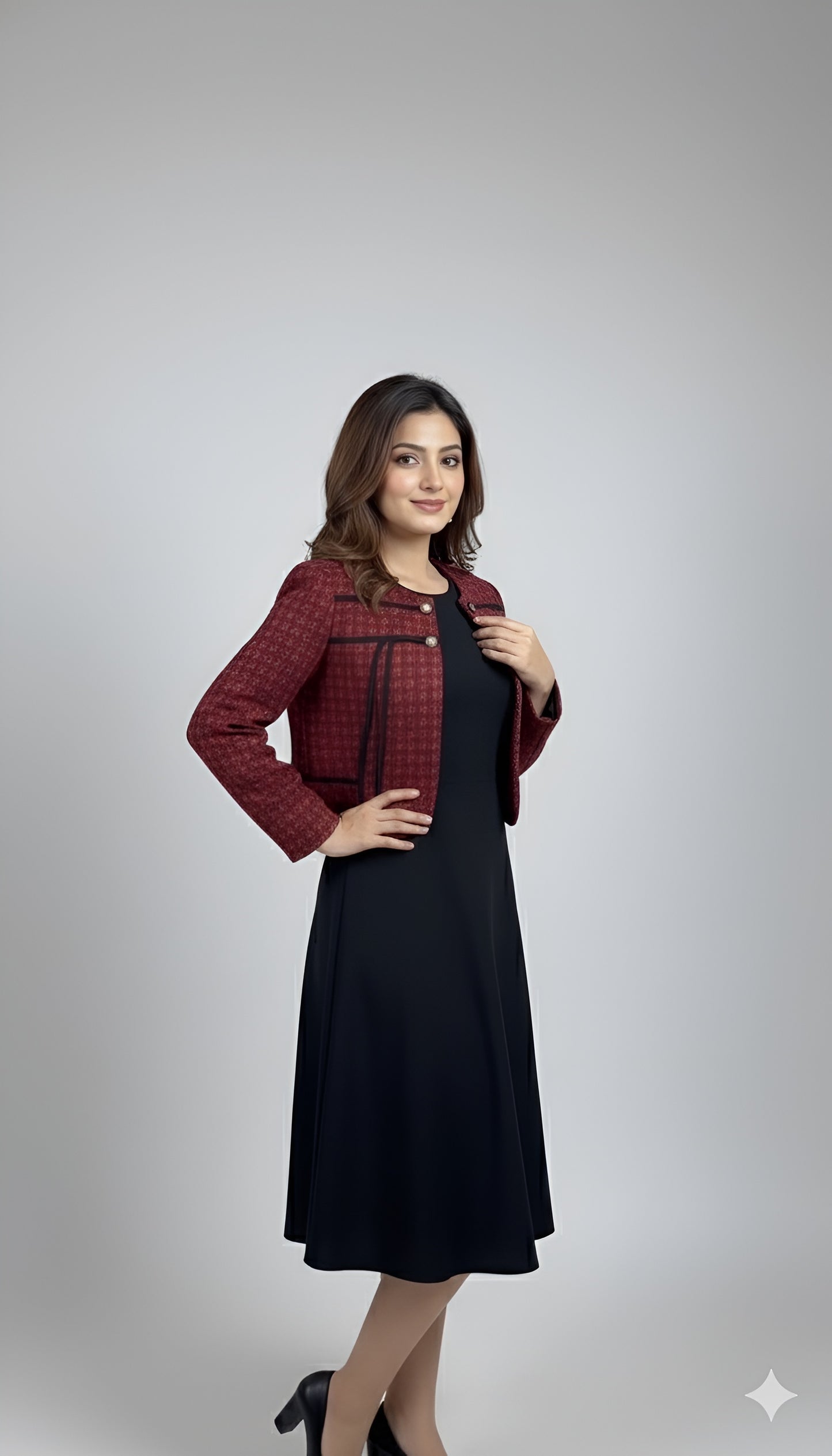 The Elegant Red Tweed Bolero