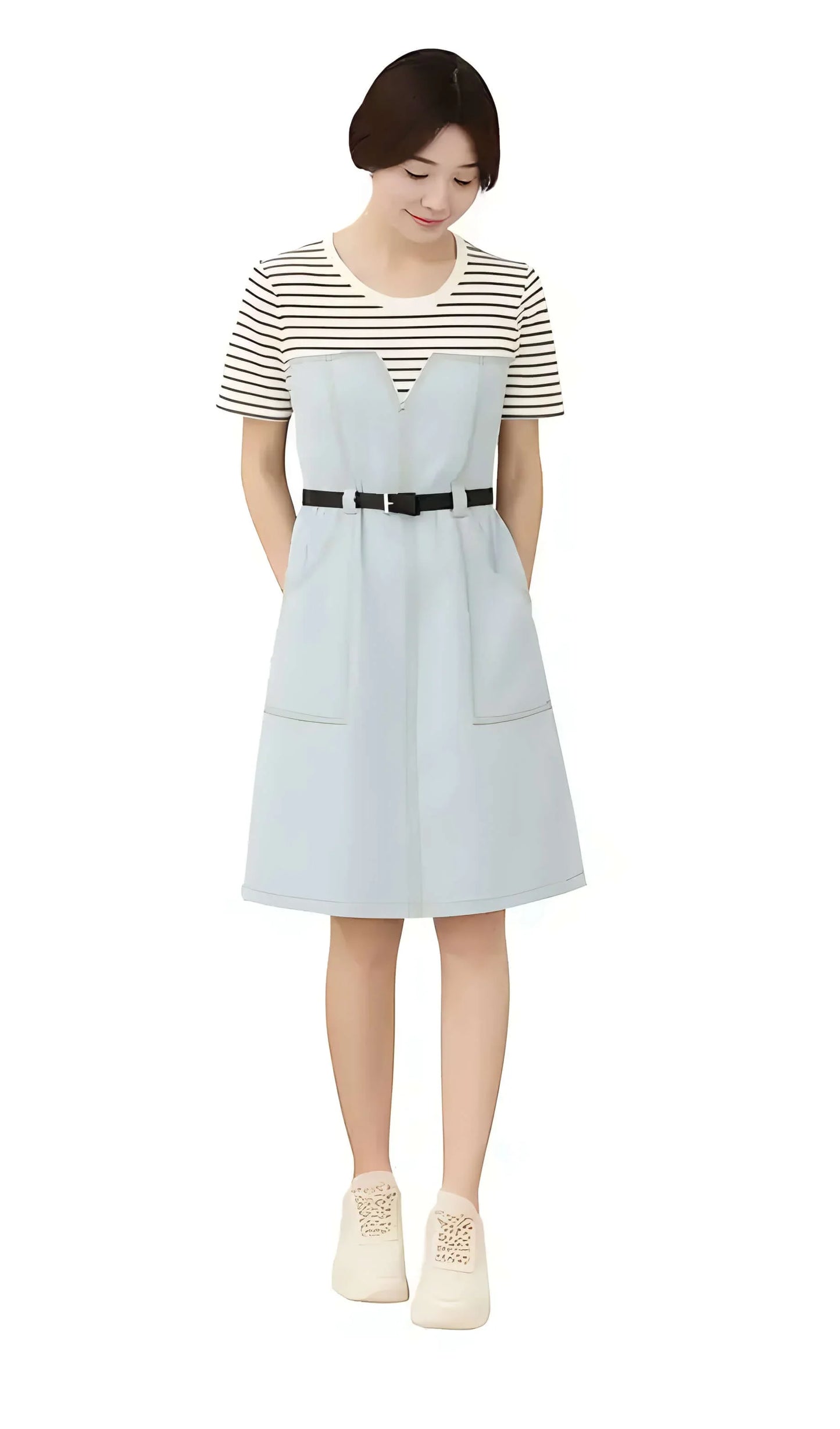 Elegant Contrast Denim Dress - Luvani Trends & Lifestyle