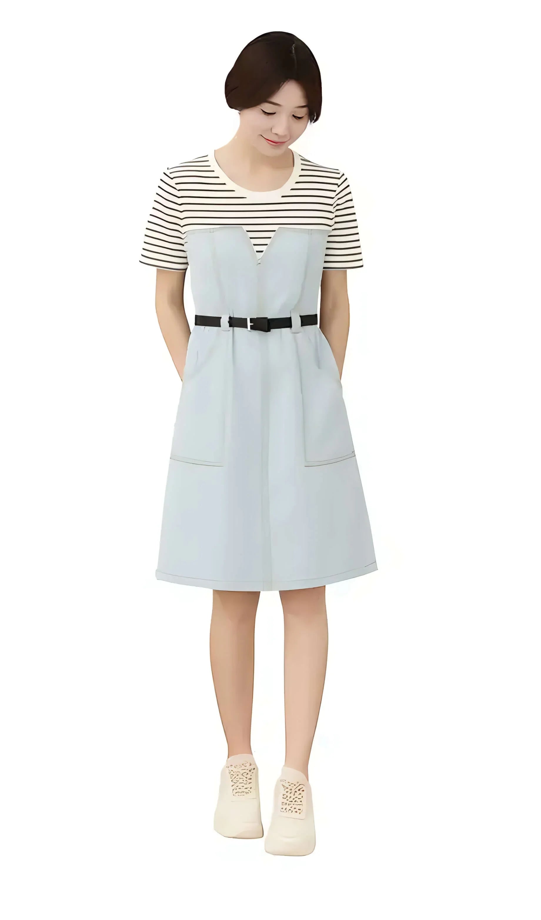 Elegant Contrast Denim Dress - Luvani Trends & Lifestyle