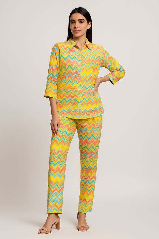 Sunshine Vibes Multicolor Zig-Zag Co-ord Set