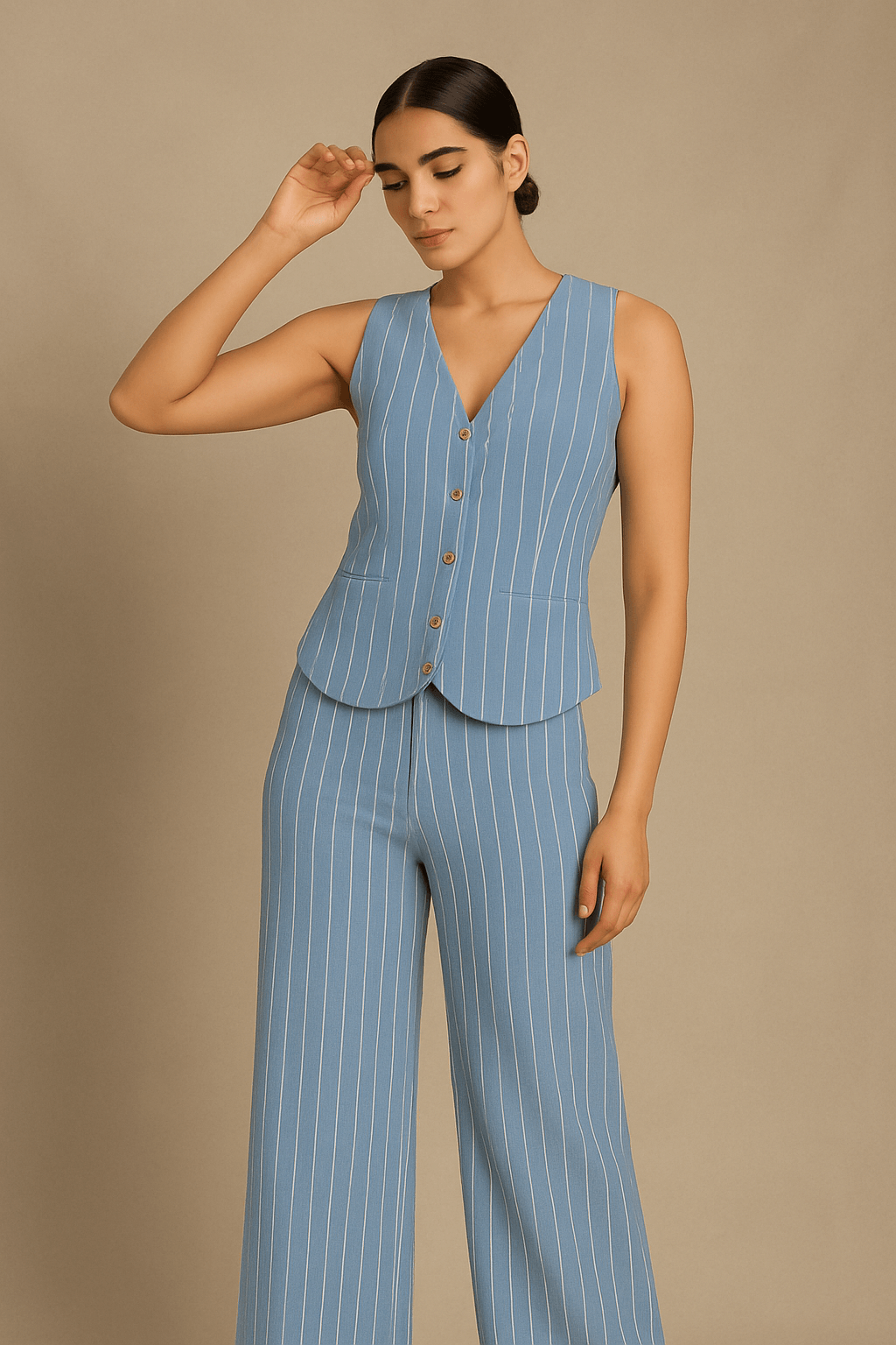 Pinstripe Sleeveless Co-ord Set