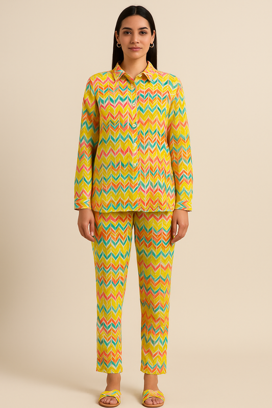 Sunshine Vibes Multicolor Zig-Zag Co-ord Set