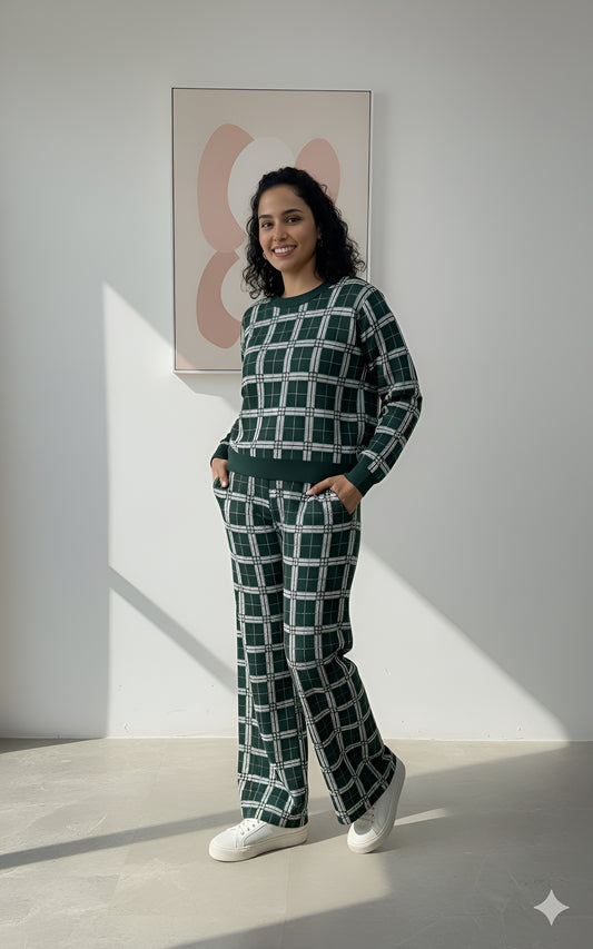 Emerald Checkered Lounge Co-ord Set