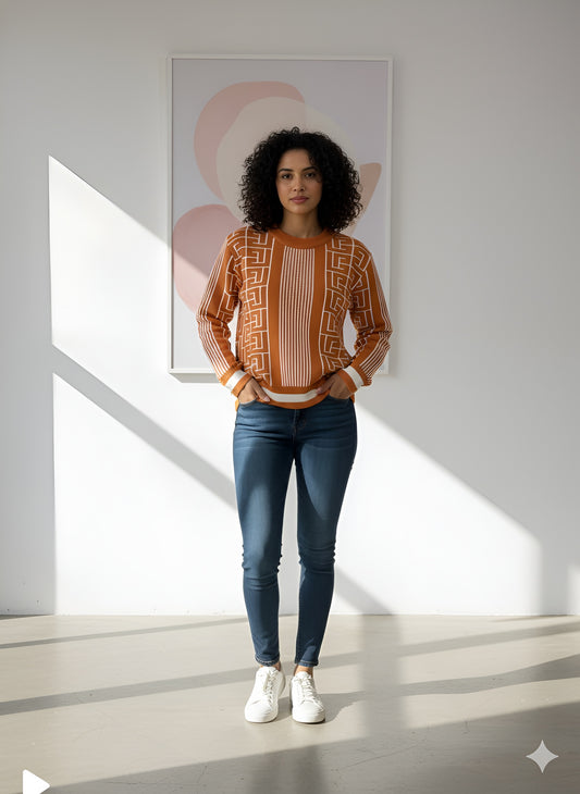 Geometric Pattern Knit Sweater