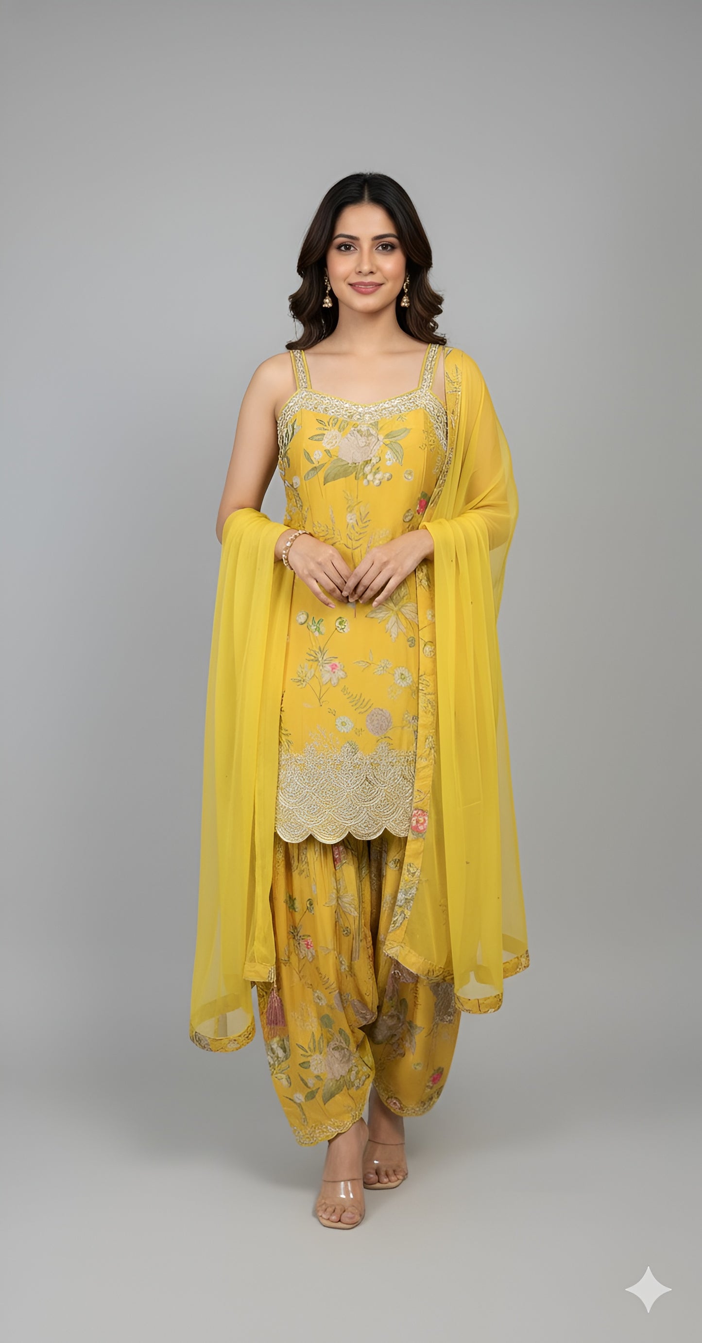 Women’s Yellow Floral Printed Suit Set