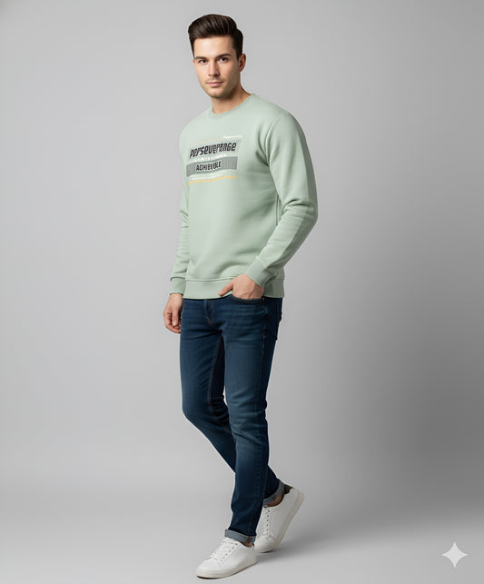 Men’s Mint Green Graphic Sweatshirt – Premium Winter Wear