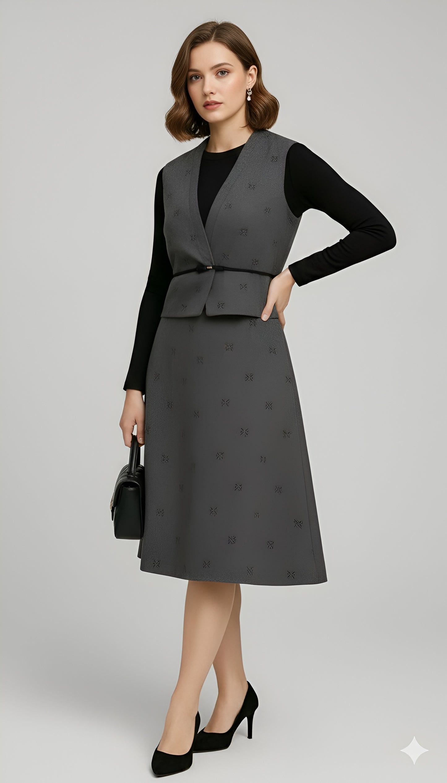 The Patterned Grey Power Vest Suit