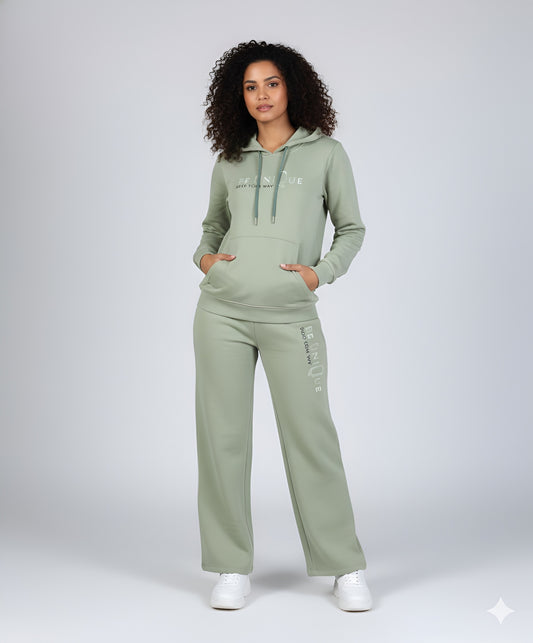 Sage Green Statement Wide-Leg Tracksuit