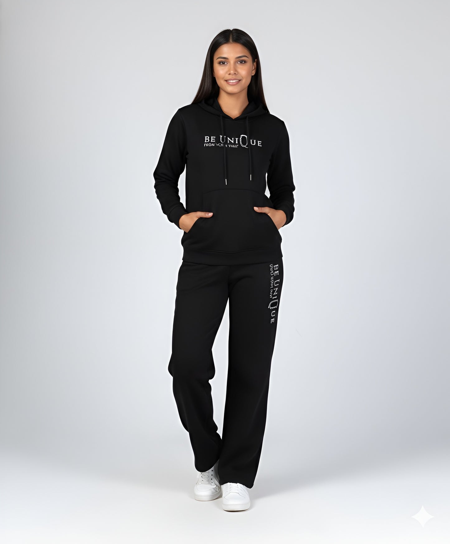 Black Statement Wide-Leg Tracksuit