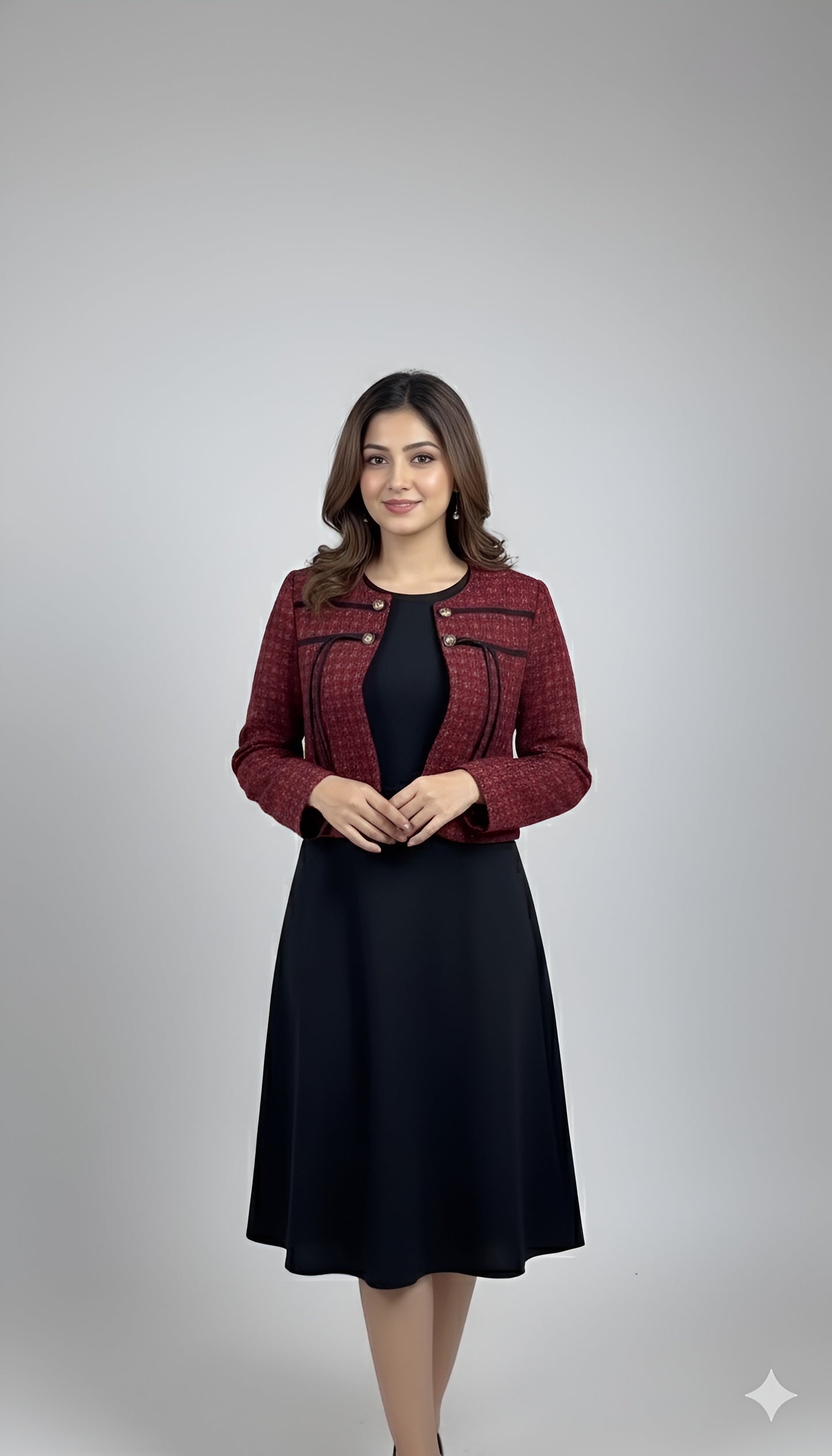 The Elegant Red Tweed Bolero