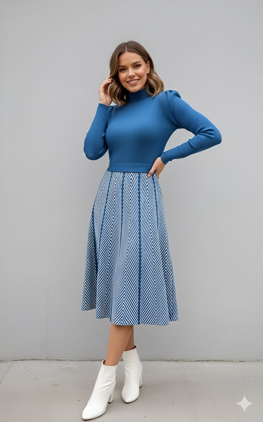 Pleated Chevron Knit Midi Skirt | The Ultimate Transitional Piece